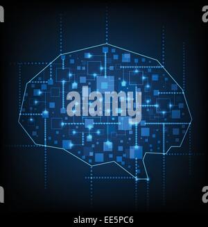 Hi tech brain. Made in style of social networks Stock Vector
