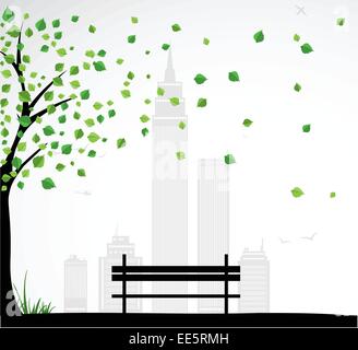 City theme Background with abstract tree. Vector Stock Vector