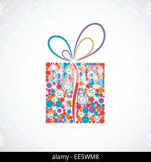 Christmas present box made from circles (vector) Stock Vector
