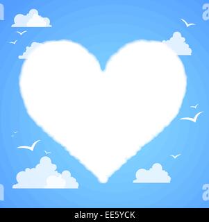 Heart shaped cloud in the blue sky. Stock Vector