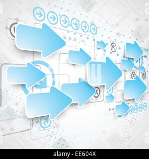 Abstract technological business background with blue arrows Stock Vector