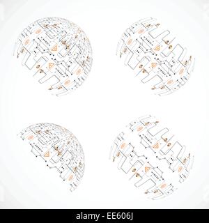 Set of abstract technology spheres Stock Vector