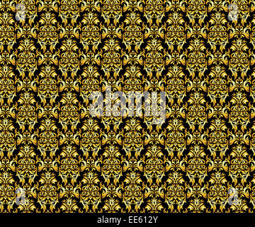 Floral Gold Luxury Seamless Pattern, background. Stock Photo