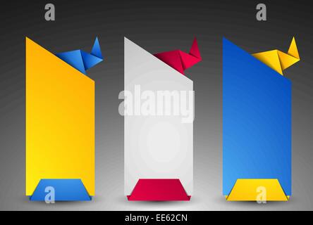 Set of origami web banners. Stock Vector