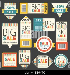 Set of Color sale vintage signs/labels Stock Vector