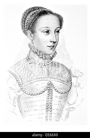 Mary Stuart Queen of Scots Scotland 1542 1567 portrait Royalty Royal Regal Noble Nobility Upper class privileged consort young Stock Photo