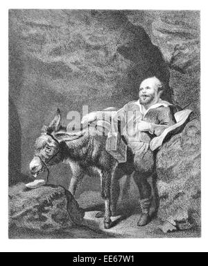 Sancho Panza Sir Edwin Henry Landseer Don Quixote novel fictional character  Don Miguel de Cervantes Saavedra donkey riding Stock Photo