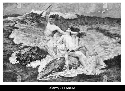 Illustration of Roman god of sea Neptune Poseidon of Greek mythology ...
