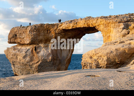 Azure Window, famous stone arch of Gozo island in the sun in the winter Malta Stock Photo