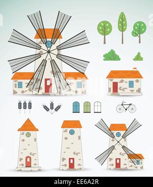 Farm windmill icons set 9 vector Stock Vector Image & Art - Alamy