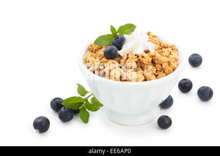 Granola with mint  and blueberries Stock Photo