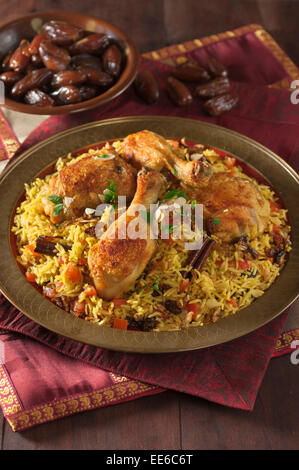 Chicken Machboos. Chicken and rice dish. Gulf states Stock Photo