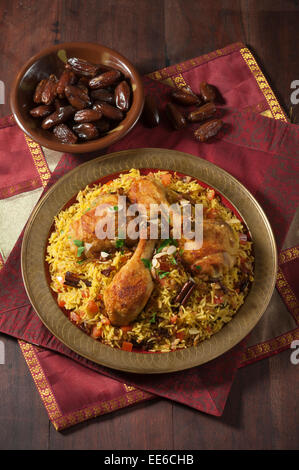 Chicken Machboos. Chicken and rice dish. Gulf states Stock Photo