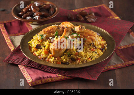 Chicken Machboos. Chicken and rice dish. Gulf states Stock Photo