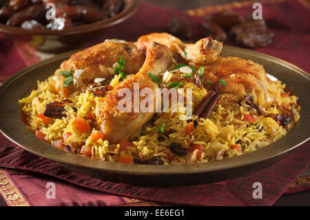 Chicken Machboos. Chicken and rice dish. Gulf states Stock Photo