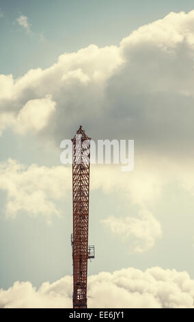 Low angle view of building crane on construction site in Stockholm, Sweden. Stock Photo