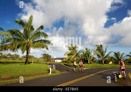 Bicycling in Heleakala National Park from the road 365 to the intersection of Hana. Maui. Hawaii. This is the world famous 'Cycl Stock Photo