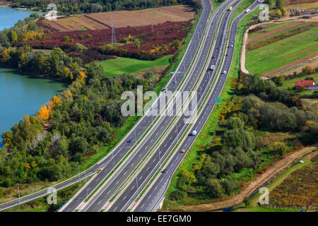 Highway aerial, Croatia Stock Photo