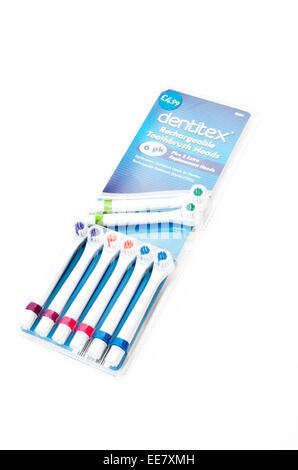 Replacement Electric Toothbrush Heads on a White Background, UK Stock Photo