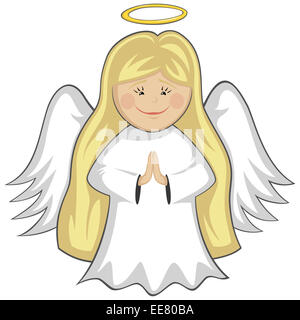 blonde angel praying (outlined) Stock Photo