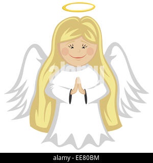 cute angel mascot character illustration with harp. design isolated on blue  background Stock Photo - Alamy