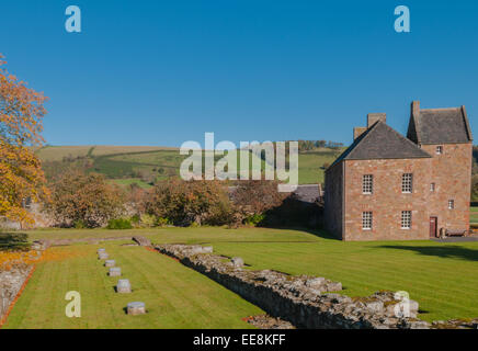 Melrose Abbey Cloisters and Autumn colours Melrose Scottish Borders Scotland Stock Photo