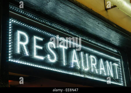 Lights spelling out 'Restaurant' Stock Photo