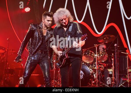Glasgow, Scotland, UK. 14th January, 2015. Queen and Adam Lambert perform at Glasgow SSE Hydro on Wednesday 14th January 2015 Credit:  John Graham / Bassline Images/Alamy Live News Stock Photo
