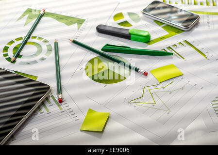 Office table with working stuff Stock Photo - Alamy