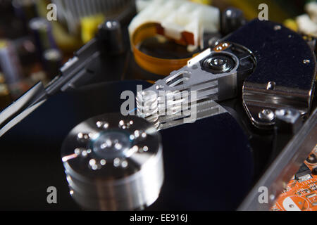 close up of hard disk with abstract reflection Stock Photo