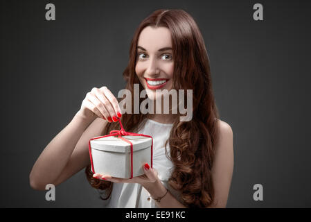 Woman with heart box Stock Photo