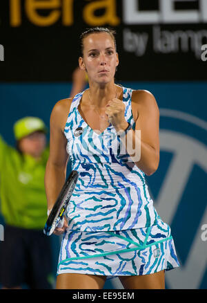 Sydney, Australia. 14th Jan, 2015. Jarmila Gajdosova from Australia reacts with a fist pump of energy during her quarter final match, at the APIA International Sydney. Credit:  Tony Bowler/thats my pic/Alamy Live News Stock Photo