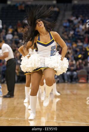 Denver, Colorado, USA. 14th Jan, 2015. A Denver Nuggets Dancer entertains the crowd at the beginning of the game during the 1st. Half at the Pepsi Center Wed. night. The Nuggets beat the Mavericks 114-107. Credit:  Hector Acevedo/ZUMA Wire/Alamy Live News Stock Photo