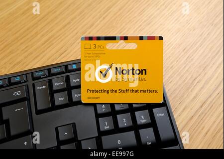Norton by Symantec 3pc 1 year subscription card uk Stock Photo