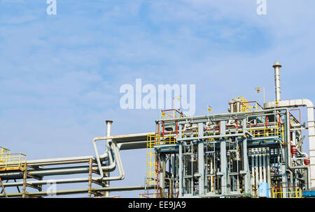 Intricate system of pipelines at an oil and gas refinery Stock Photo