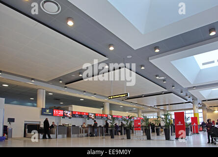 Emirates check-in area at London Gatwick Airport North Terminal Stock Photo
