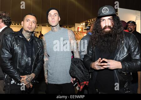 Los Angeles, CA, USA. 14th Jan, 2015. guest, Travis Barker, guest at arrivals for 2015 LA Art Show Opening Night Party Benefitting St. Jude Children's Research Hospital, Los Angeles Convention Center, Los Angeles, CA January 14, 2015. Credit:  Sara Cozolino/Everett Collection/Alamy Live News Stock Photo