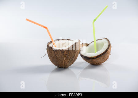 Coconut cocktail on white background Stock Photo