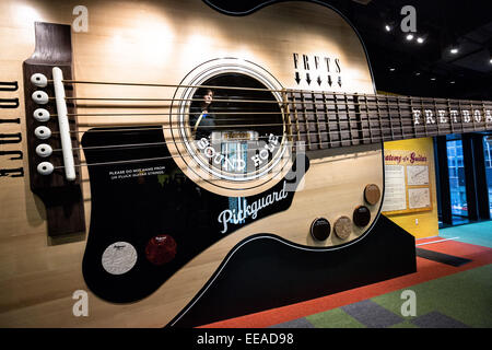 Giant guitar on display in the Country Music Hall of Fame in Nashville, TN. Stock Photo