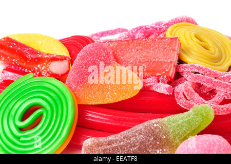 closeup of a pile of different candies Stock Photo