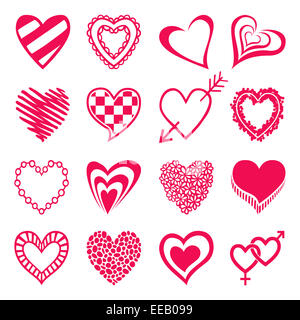 Set of heart shaped icons. Stock Photo