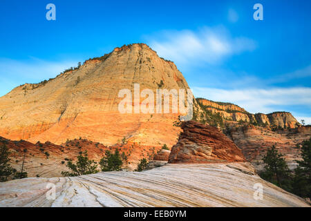 Checkerboard Mesa is located just east of the Zion National Park. Stock Photo