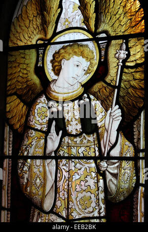 Stained Glass Window of The Archangel Gabriel by Firm: Burlison & Grylls about 1902 Stock Photo