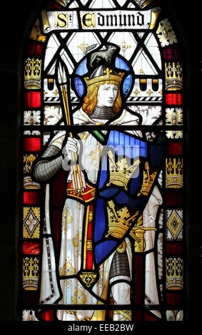 Stained Glass Window Depicting St Edmund by Firm: Clayton & Bell about 1925 Stock Photo