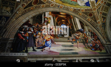 Paintings in Vatican museum, Raphael's Rooms Stock Photo