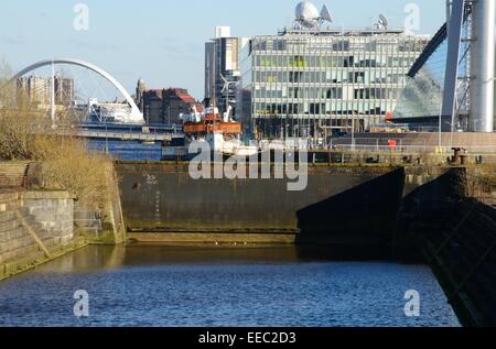 Govan Graving Docks and Pacific Quay in Glasgow, Scotland Stock Photo