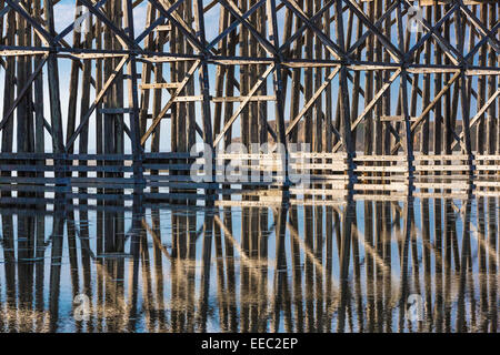 The Pudding Creek Trestle, now part of the Ten Mile Beach Trail along the Pacific Ocean near Fort Bragg, California, USA Stock Photo