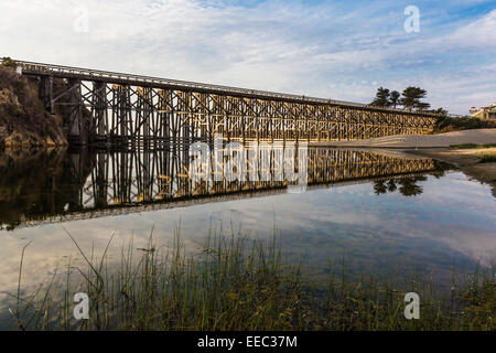 The Pudding Creek Trestle, now part of the Ten Mile Beach Trail along the Pacific Ocean near Fort Bragg, California, USA Stock Photo