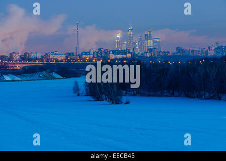 Moscow general view from west-north direction in winter Stock Photo