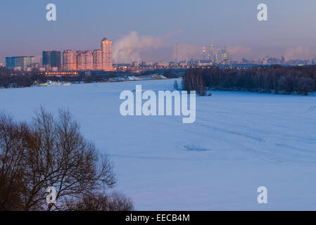 Moscow general view from west-north direction in winter Stock Photo
